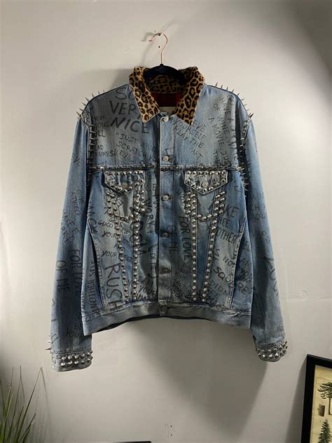 gucci spiked denim jacket|Gucci denim jacket women.